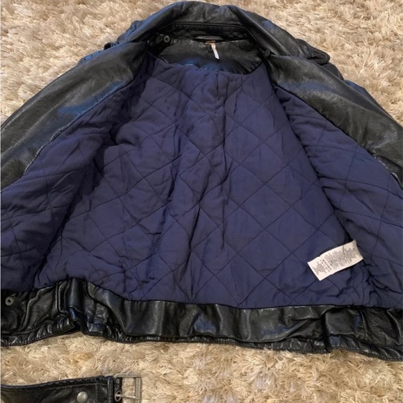 Free People Leather Motorcycle/Bomber Jacket NWOT - Picture 6 of 9